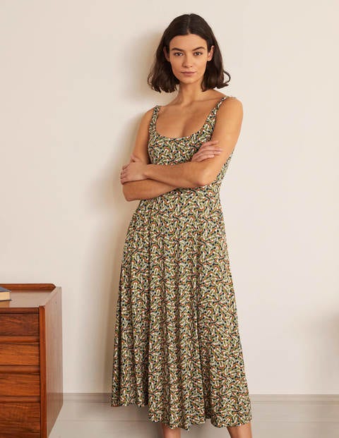 Petronella Jersey Dress - Pea, Flamingo Splash Petronella Jersey Dress - Pea, Flamingo Splash