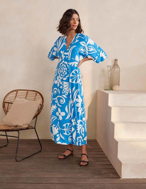 Poppy Jersey Maxi Dress - Moroccan Blue, Garden Tropic Poppy Jersey Maxi Dress - Moroccan Blue, Garden Tropic