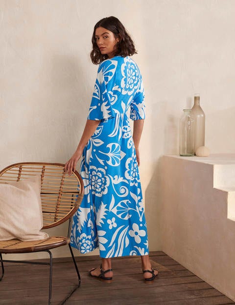 Poppy Jersey Maxi Dress - Moroccan Blue, Garden Tropic Poppy Jersey Maxi Dress - Moroccan Blue, Garden Tropic