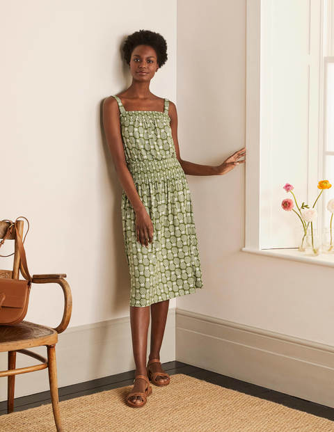 Rosamund Smocked Jersey Dress - Pea, Pineapple Geo Rosamund Smocked Jersey Dress - Pea, Pineapple Geo
