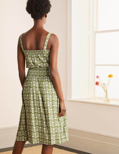 Rosamund Smocked Jersey Dress - Pea, Pineapple Geo Rosamund Smocked Jersey Dress - Pea, Pineapple Geo