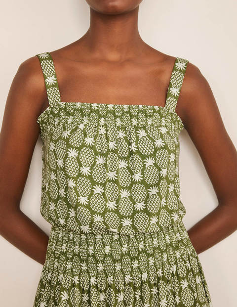 Rosamund Smocked Jersey Dress - Pea, Pineapple Geo Rosamund Smocked Jersey Dress - Pea, Pineapple Geo