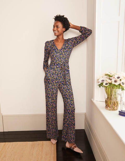 Alexandra Ponte Jumpsuit - Navy and Summit, Trailing Posy