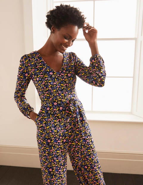 Alexandra Ponte-Jumpsuit - Navy/Gipfelblau, Blumensträußchen Alexandra Ponte-Jumpsuit - Navy/Gipfelblau, Blumensträußchen