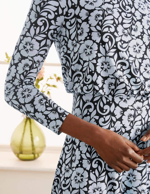 Nellie Jersey Dress - Black, Hibiscus Floral Nellie Jersey Dress - Black, Hibiscus Floral