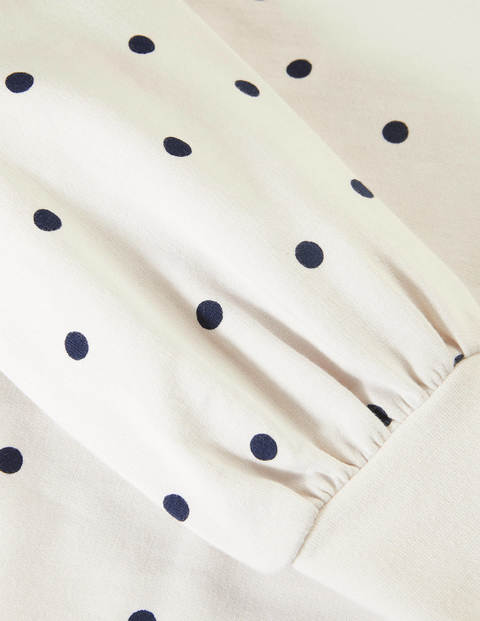 Romona Sweatshirt Dress - Ivory and Navy, Polka Romona Sweatshirt Dress - Ivory and Navy, Polka