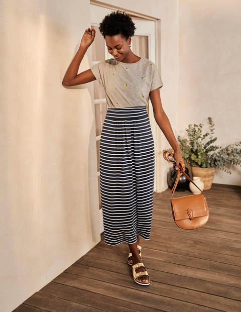 Ruched Waist Skirt - Ivory/Navy Stripe Ruched Waist Skirt - Ivory/Navy Stripe