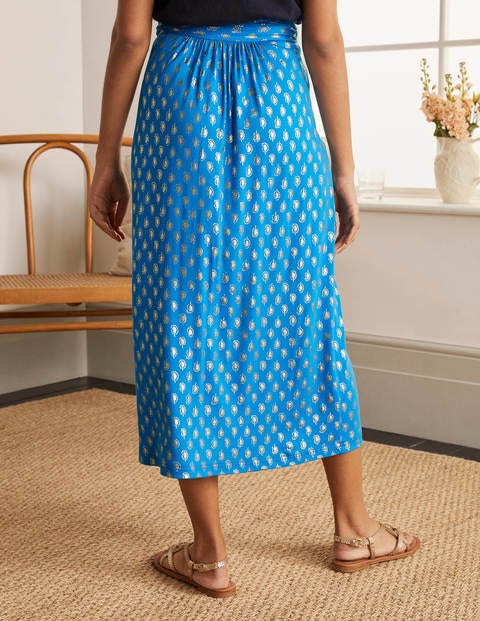 Rock mit gerafftem Bund - Marokkoblau, Paisleymuster Rock mit gerafftem Bund - Marokkoblau, Paisleymuster