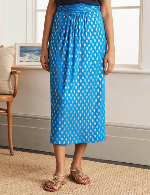 Rock mit gerafftem Bund - Marokkoblau, Paisleymuster Rock mit gerafftem Bund - Marokkoblau, Paisleymuster