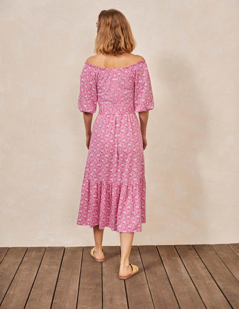 Romy Jersey-Midikleid - Pink, Exotische Palme Romy Jersey-Midikleid - Pink, Exotische Palme