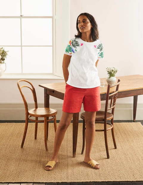 Lena Jersey-T-Shirt mit Stickerei - Weiß/Bunt, Stickerei Lena Jersey-T-Shirt mit Stickerei - Weiß/Bunt, Stickerei