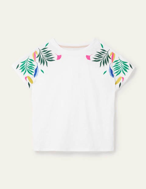 Lena Jersey-T-Shirt mit Stickerei - Weiß/Bunt, Stickerei Lena Jersey-T-Shirt mit Stickerei - Weiß/Bunt, Stickerei
