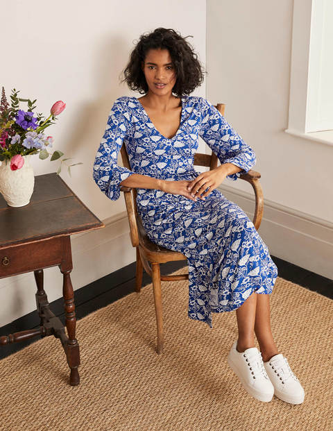 Amy Jersey Midi Dress - Blue Wave, Lotus Vine Amy Jersey Midi Dress - Blue Wave, Lotus Vine