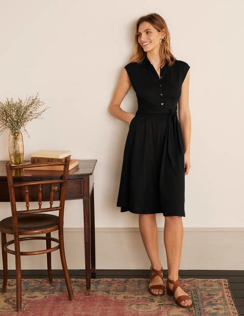 Althea Jersey Shirt Dress - Black Althea Jersey Shirt Dress - Black