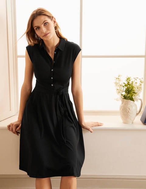 Althea Jersey Shirt Dress - Black Althea Jersey Shirt Dress - Black