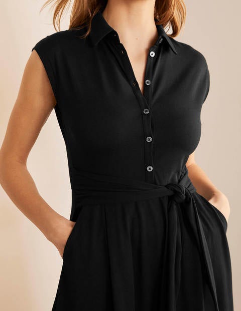 Althea Jersey Shirt Dress - Black Althea Jersey Shirt Dress - Black