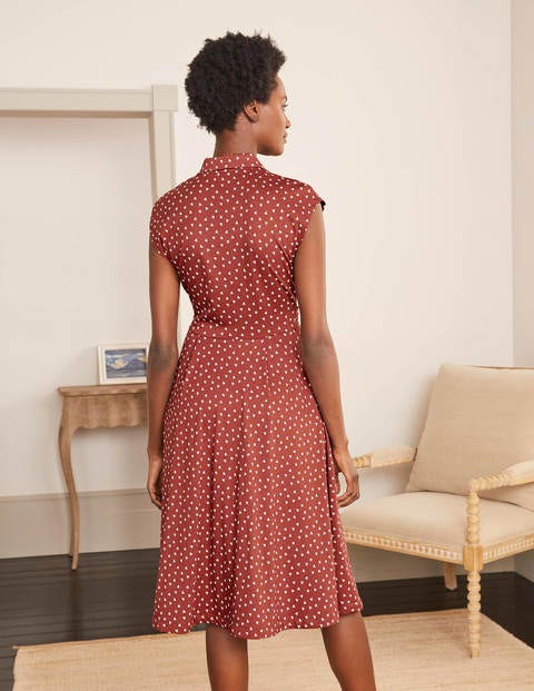 Althea Jersey Shirt Dress - Red Oak and Ivory, Triple Spot Althea Jersey Shirt Dress - Red Oak and Ivory, Triple Spot