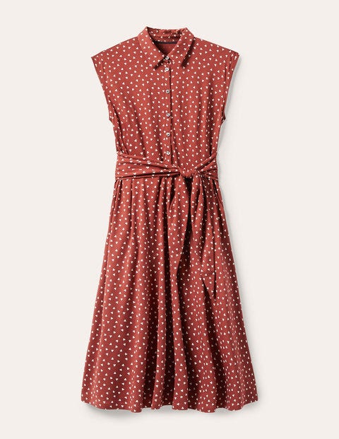Althea Jersey Shirt Dress - Red Oak and Ivory, Triple Spot Althea Jersey Shirt Dress - Red Oak and Ivory, Triple Spot