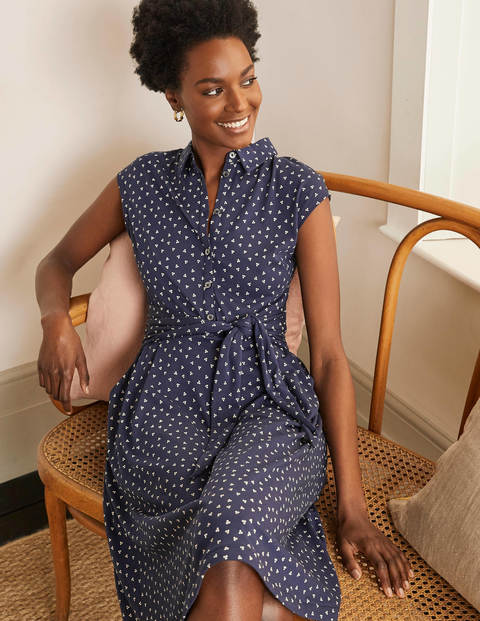 Althea Jersey Shirt Dress - Navy, Triple Spot Althea Jersey Shirt Dress - Navy, Triple Spot