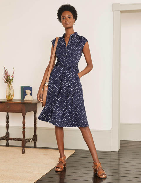 Althea Jersey Shirt Dress - Navy, Triple Spot Althea Jersey Shirt Dress - Navy, Triple Spot