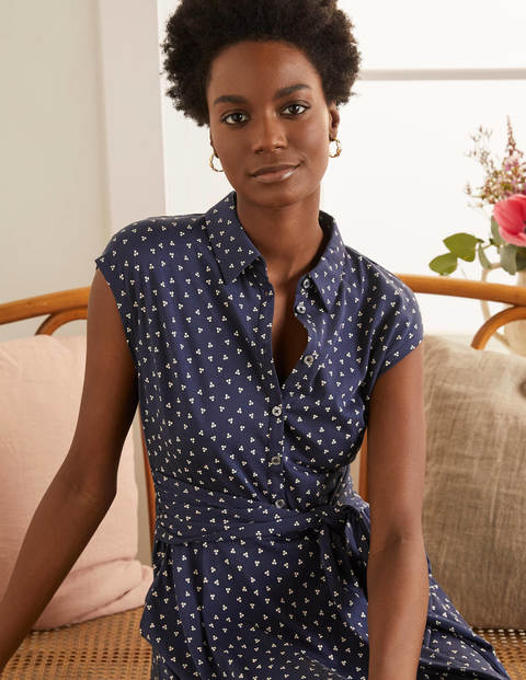 Althea Jersey Shirt Dress - Navy, Triple Spot Althea Jersey Shirt Dress - Navy, Triple Spot