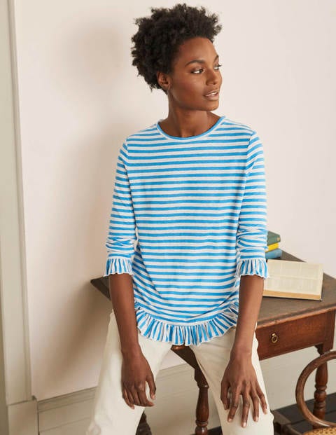 Dorothy Linen Jersey Top - Moroccan Blue/ Ivory Dorothy Linen Jersey Top - Moroccan Blue/ Ivory