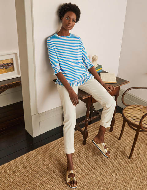Dorothy Linen Jersey Top - Moroccan Blue/ Ivory Dorothy Linen Jersey Top - Moroccan Blue/ Ivory