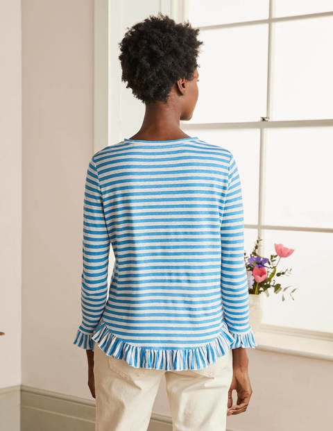 Dorothy Linen Jersey Top - Moroccan Blue/ Ivory Dorothy Linen Jersey Top - Moroccan Blue/ Ivory