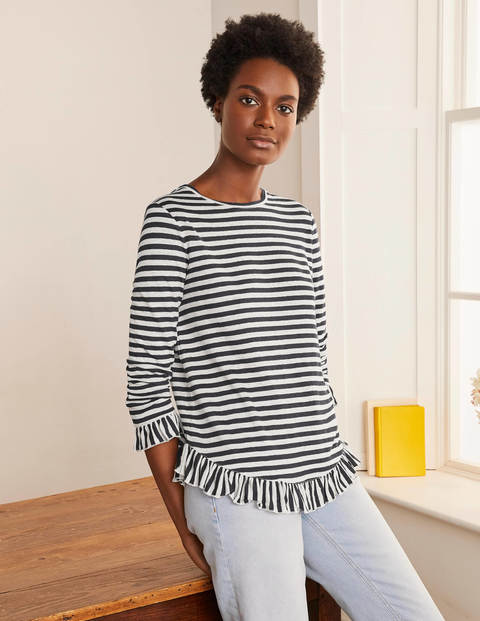 Dorothy Linen Jersey Top - Navy/ Ivory Dorothy Linen Jersey Top - Navy/ Ivory