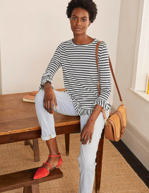 Dorothy Linen Jersey Top - Navy/ Ivory Dorothy Linen Jersey Top - Navy/ Ivory