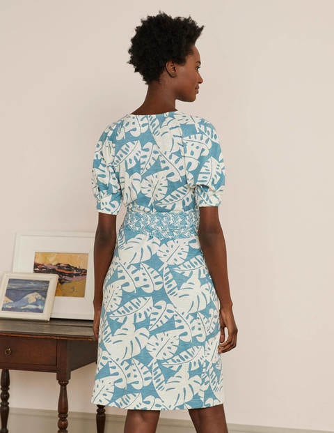 Amanda Belted Jersey Dress - Heritage Blue, Banana Leaf Amanda Belted Jersey Dress - Heritage Blue, Banana Leaf