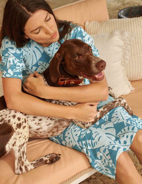 Amanda Belted Jersey Dress - Heritage Blue, Banana Leaf Amanda Belted Jersey Dress - Heritage Blue, Banana Leaf