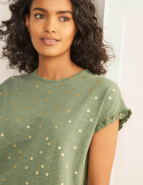 Faye Jersey T-shirt Dress - Alder, Gold Foil Spot Faye Jersey T-shirt Dress - Alder, Gold Foil Spot