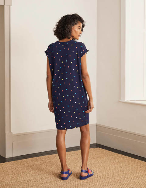 Faye Jersey T-shirt Dress - Navy, Polka Dot Faye Jersey T-shirt Dress - Navy, Polka Dot
