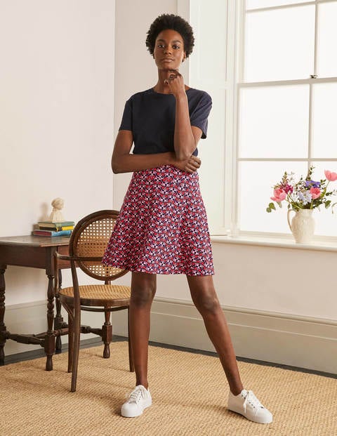 Julie Skirt - Cherry Red, Floral Fan Julie Skirt - Cherry Red, Floral Fan