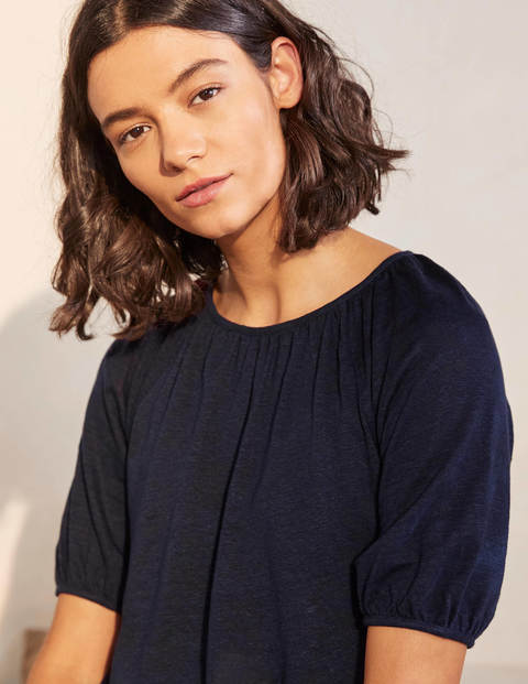 Tabitha Linen Jersey Top - Navy Tabitha Linen Jersey Top - Navy