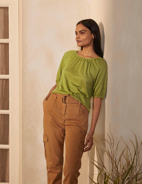 Tabitha Linen Jersey Top - Pea Tabitha Linen Jersey Top - Pea