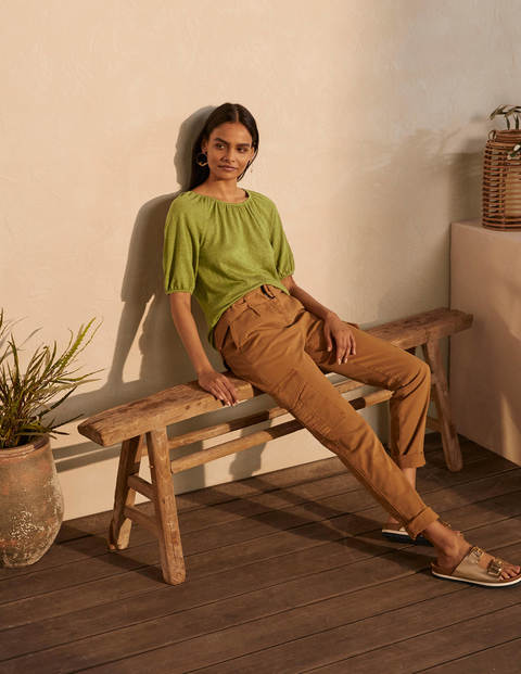 Tabitha Linen Jersey Top - Pea Tabitha Linen Jersey Top - Pea