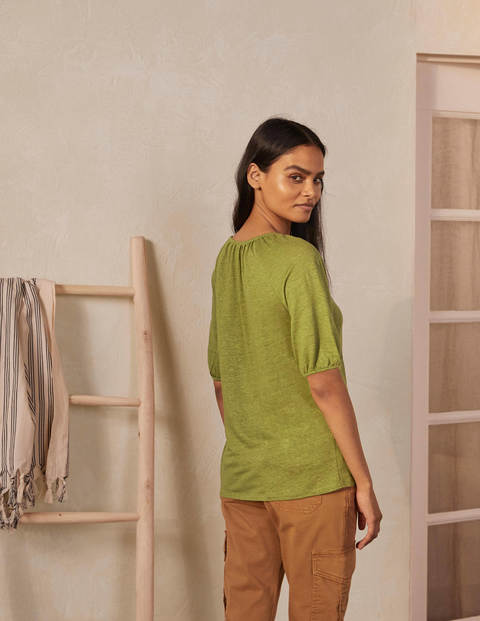 Tabitha Linen Jersey Top - Pea Tabitha Linen Jersey Top - Pea