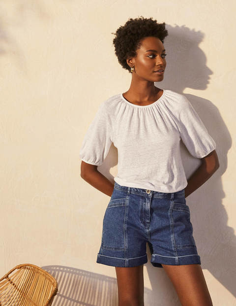 Tabitha Linen Jersey Top - White Tabitha Linen Jersey Top - White