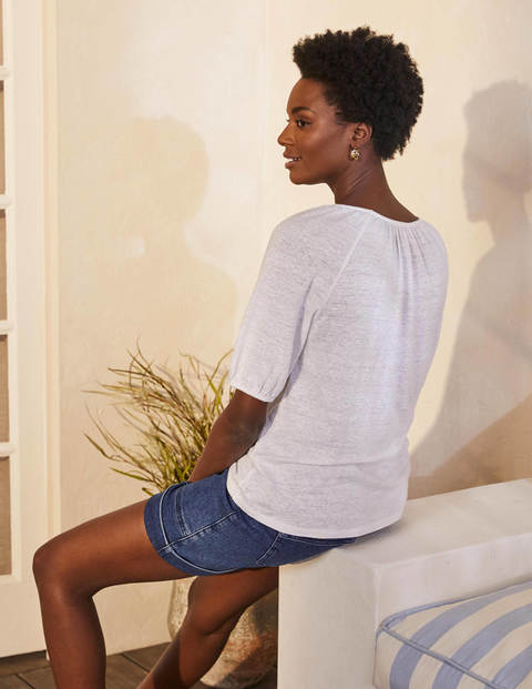 Tabitha Linen Jersey Top - White Tabitha Linen Jersey Top - White