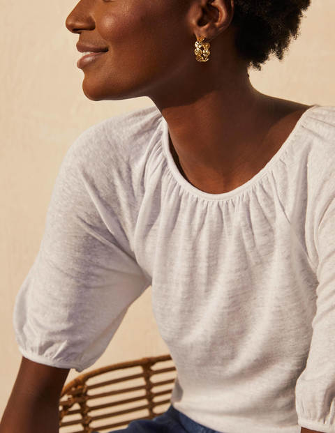 Tabitha Linen Jersey Top - White Tabitha Linen Jersey Top - White