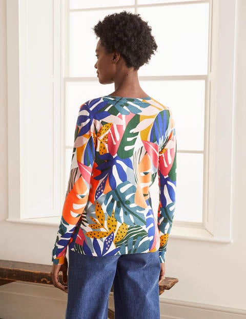 Eldon V-neck Sweater - Ivory, Leafy Tropics Eldon V-neck Sweater - Ivory, Leafy Tropics