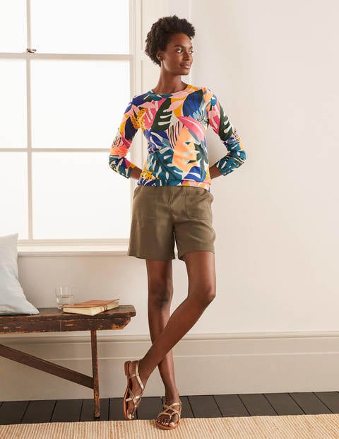Eldon Cotton Jumper - Ivory, Leafy Tropics Eldon Cotton Jumper - Ivory, Leafy Tropics