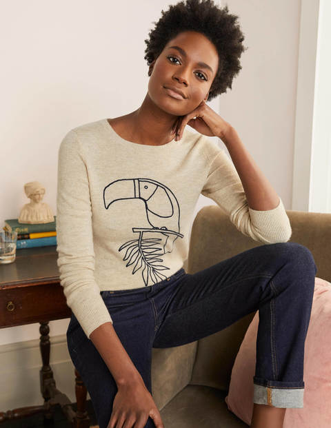 Kesteven Cashmere Sweater - Oatmeal Melange, Toucan Kesteven Cashmere Sweater - Oatmeal Melange, Toucan