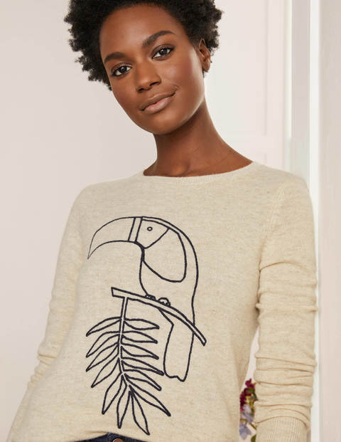 Kesteven Cashmere Sweater - Oatmeal Melange, Toucan Kesteven Cashmere Sweater - Oatmeal Melange, Toucan