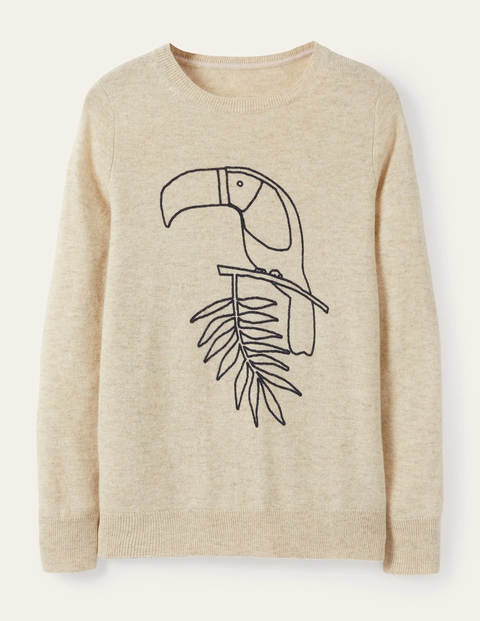 Kesteven Cashmere Sweater - Oatmeal Melange, Toucan Kesteven Cashmere Sweater - Oatmeal Melange, Toucan