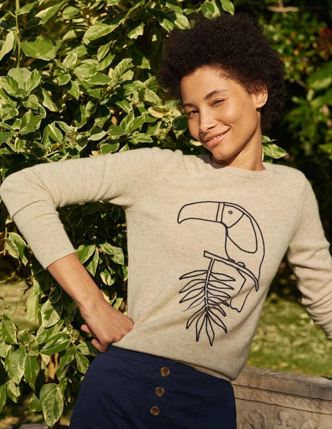 Kesteven Cashmere Sweater - Oatmeal Melange, Toucan Kesteven Cashmere Sweater - Oatmeal Melange, Toucan