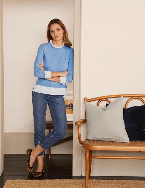 Lauderdale Cotton Frill Jumper - Hazy Blue Lauderdale Cotton Frill Jumper - Hazy Blue