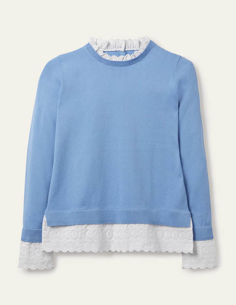 Lauderdale Cotton Frill Jumper - Hazy Blue Lauderdale Cotton Frill Jumper - Hazy Blue